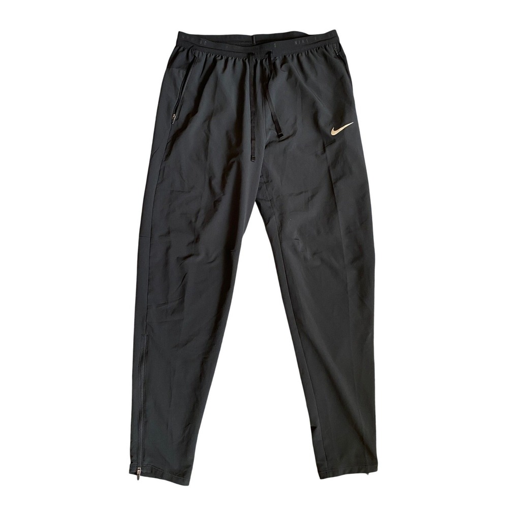 Nike Stride Dri-FIT Woven Running Pants Black Zipper Cuffs Medium Mens Athletic